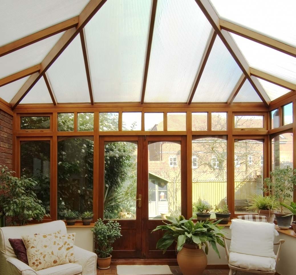 polycarbonate conservatory with polycarbonate window film applied